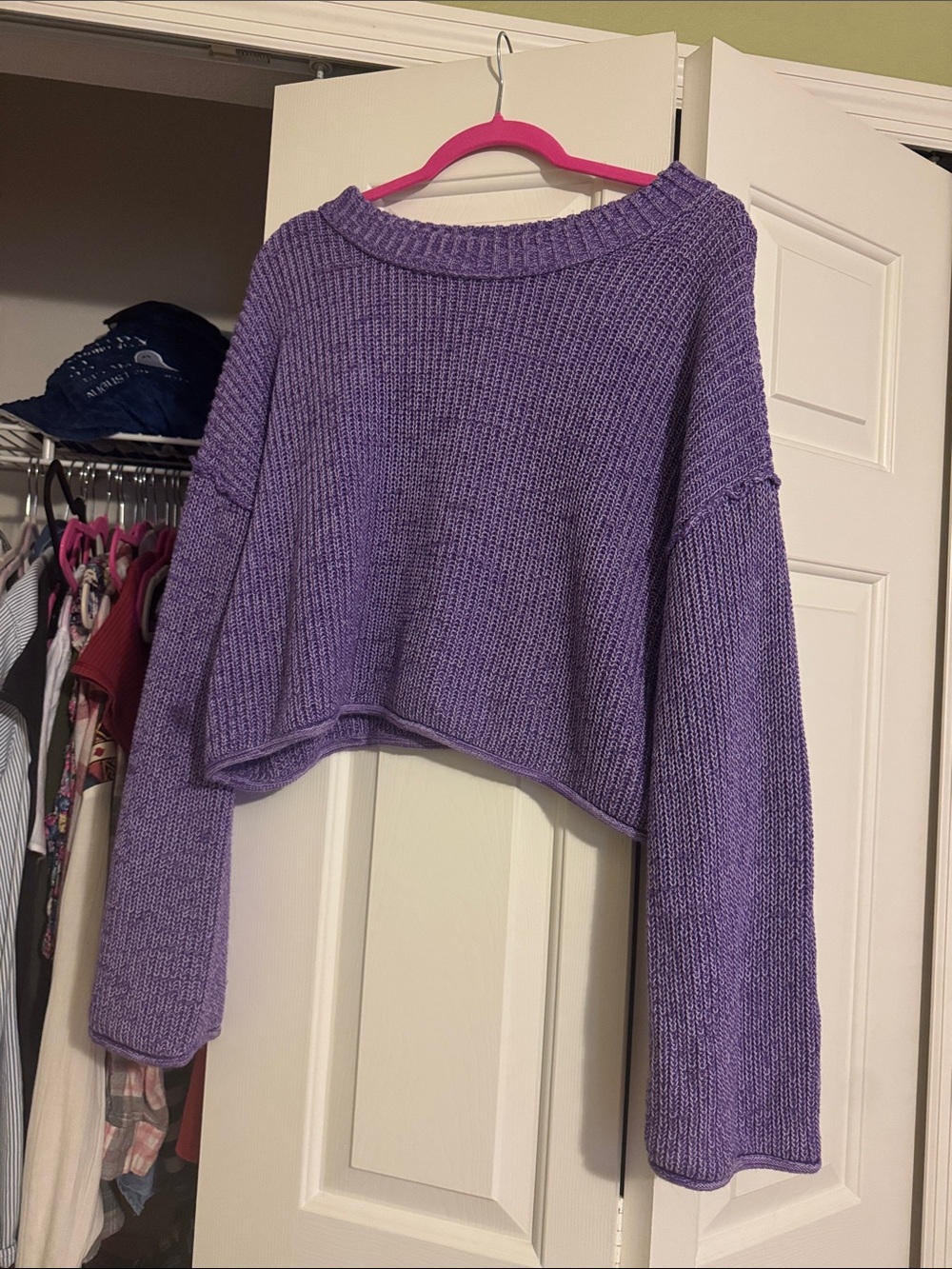 wild fable Lavender Cropped Crew Sweater